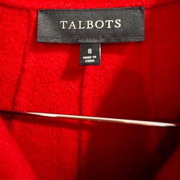 Talbots Women's Vibrant Red Pea Coat Wool Blend Holiday Christmas - Picture 2 of 4